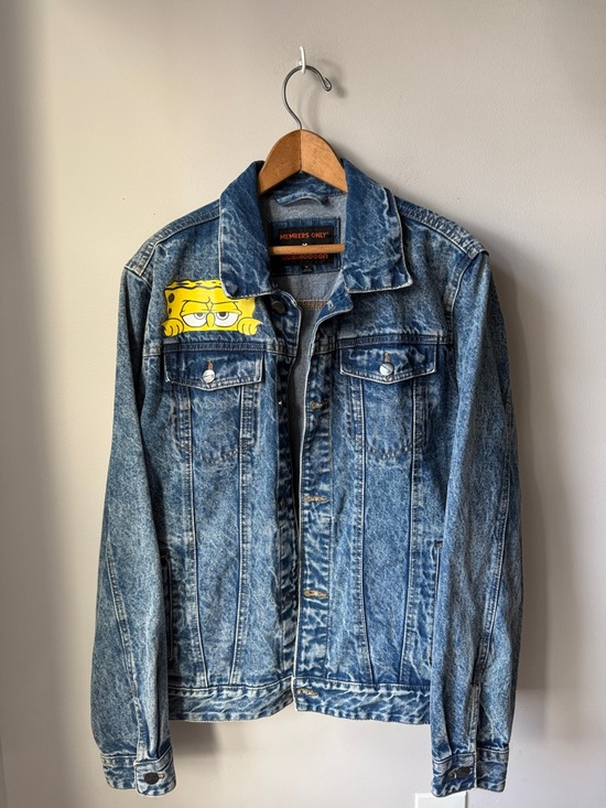 Members Only Jackets & Blazers - Members Only Nickelodeon SpongeBob Acid Wash Denim Jacket Oversized
